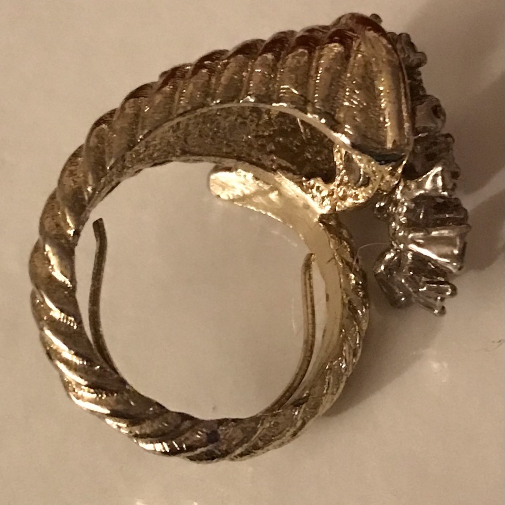 Vintage Cornacopia Horn Rhinestone Ring 6-7 - Picture 7 of 7